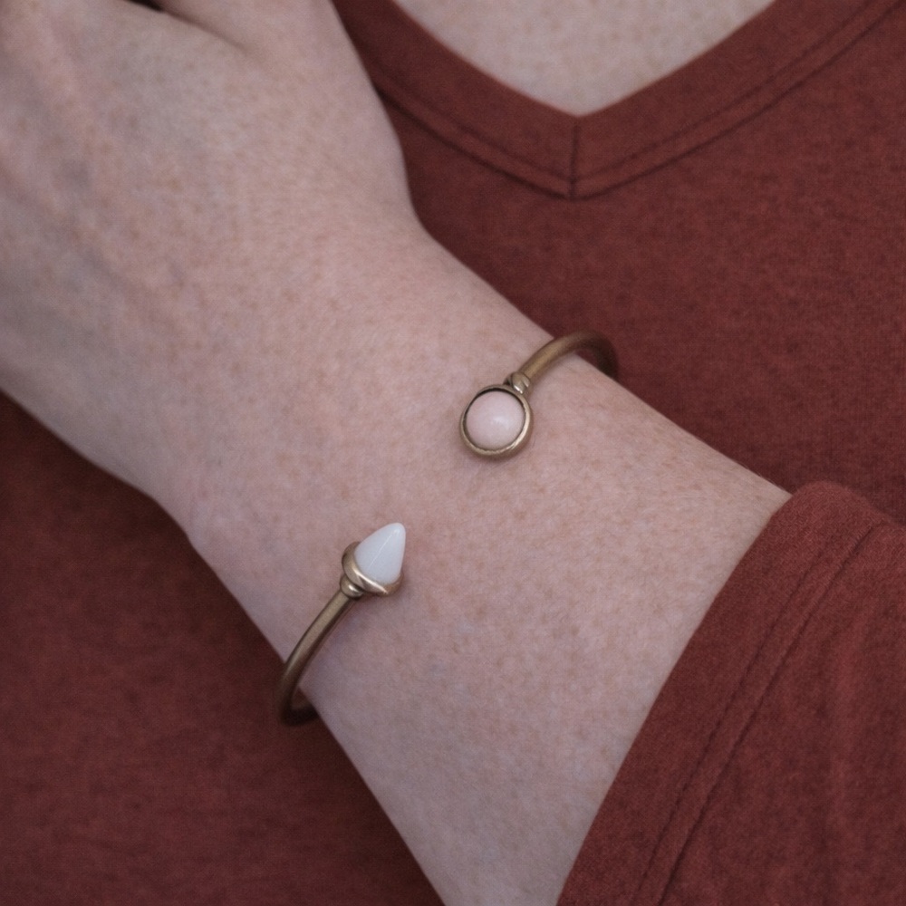 Laura Ford Gold-Tone Open Cuff Bracelet with White Stone Accents